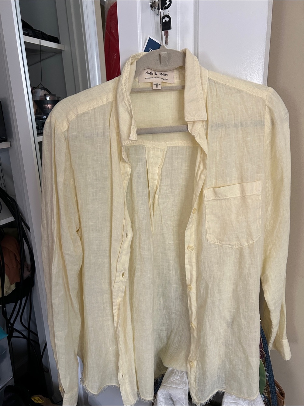 cloth & stone Pale Yellow Linen Button-Down Shirt